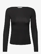 Boat-neck lyocell t-shirt - BLACK