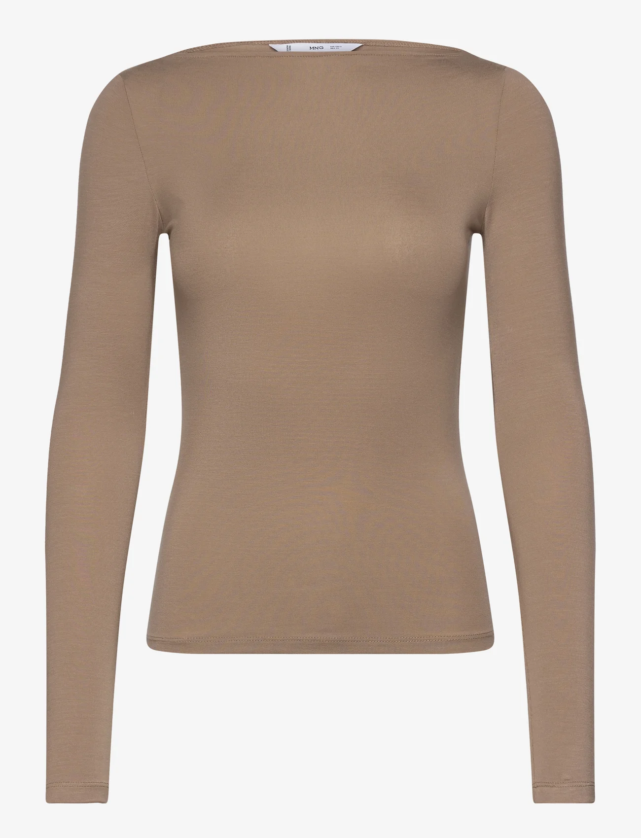 Mango - Boat-neck lyocell t-shirt - lägsta priserna - medium brown - 0
