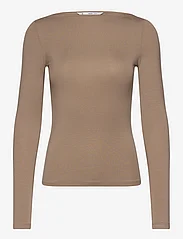 Mango - Boat-neck lyocell t-shirt - lägsta priserna - medium brown - 0