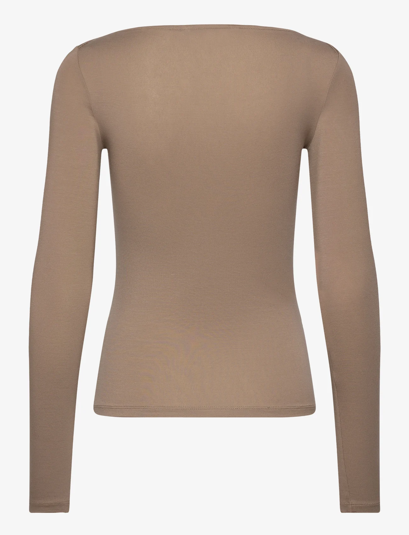 Mango - Boat-neck lyocell t-shirt - lägsta priserna - medium brown - 1