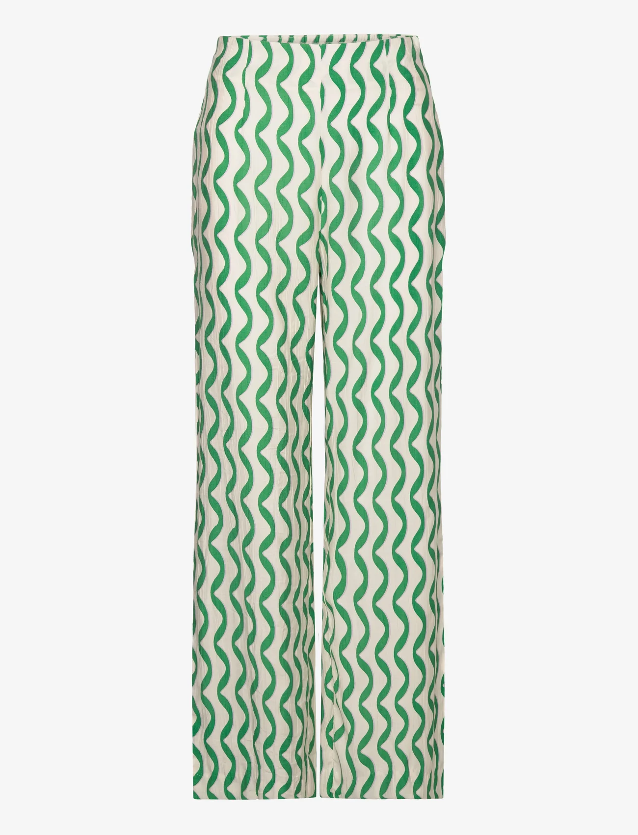 Mango - Textured printed trousers - laveste priser - green - 0