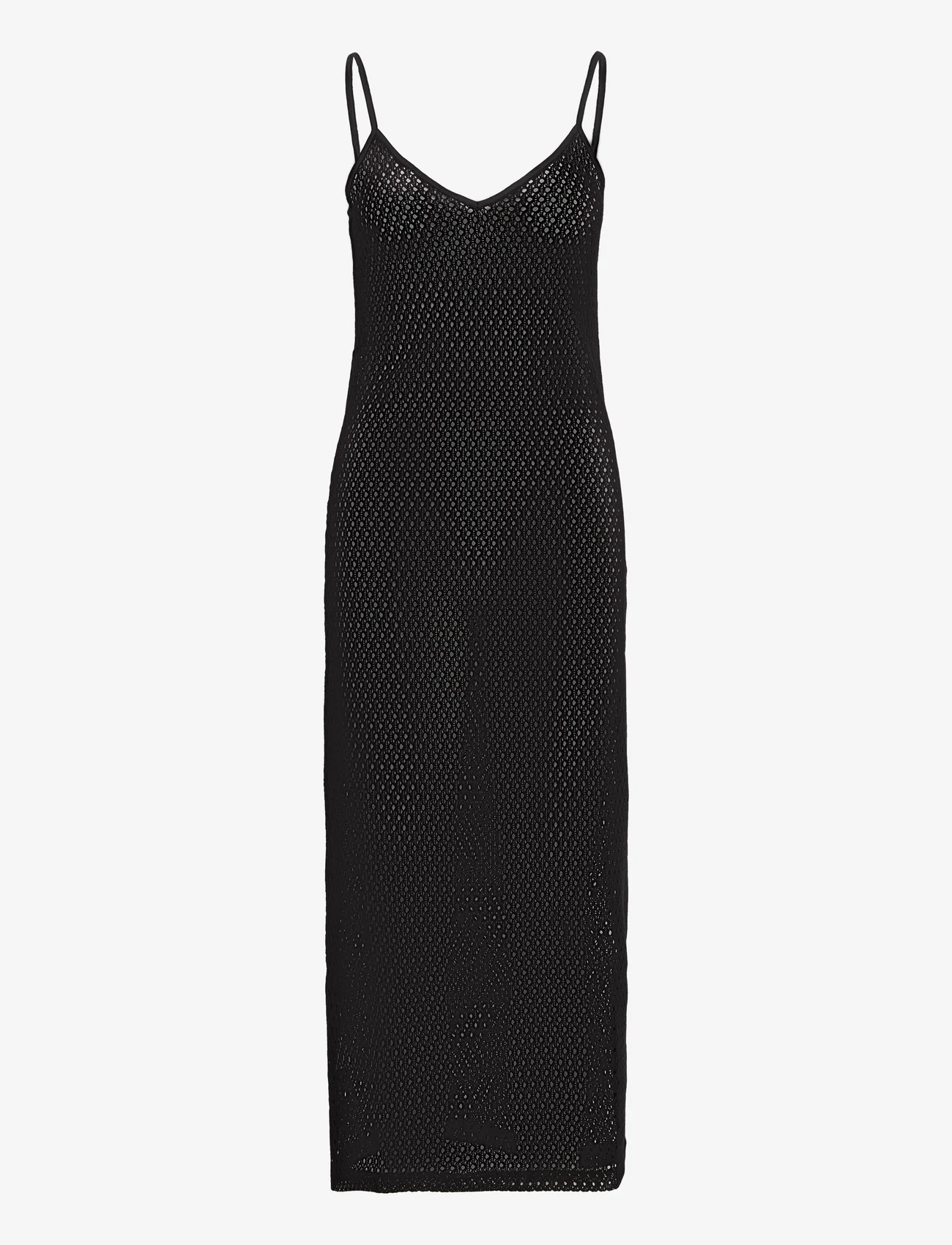 Mango - Long openwork knitted dress - strikkede kjoler - black - 0