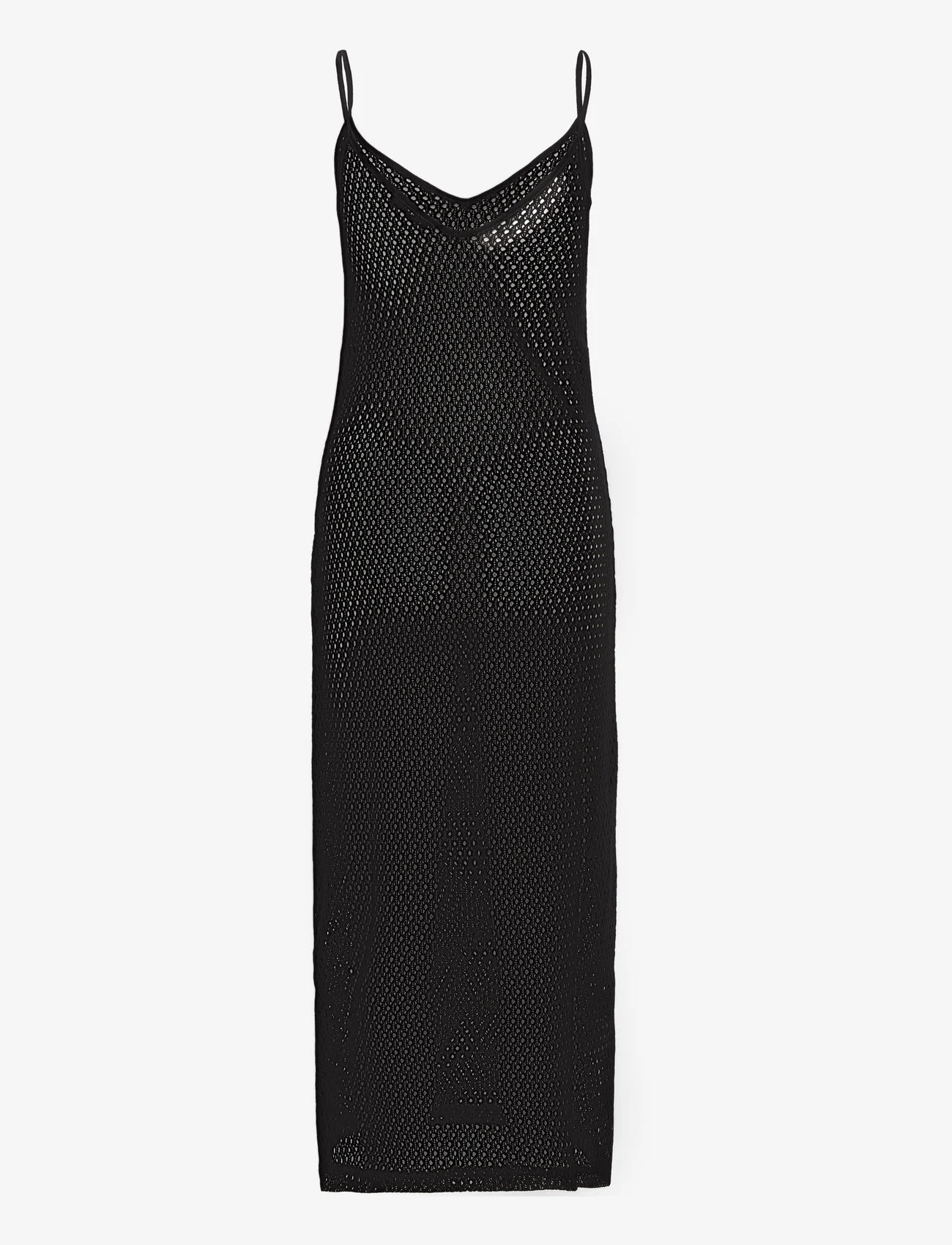 Mango - Long openwork knitted dress - stickade klänningar - black - 1