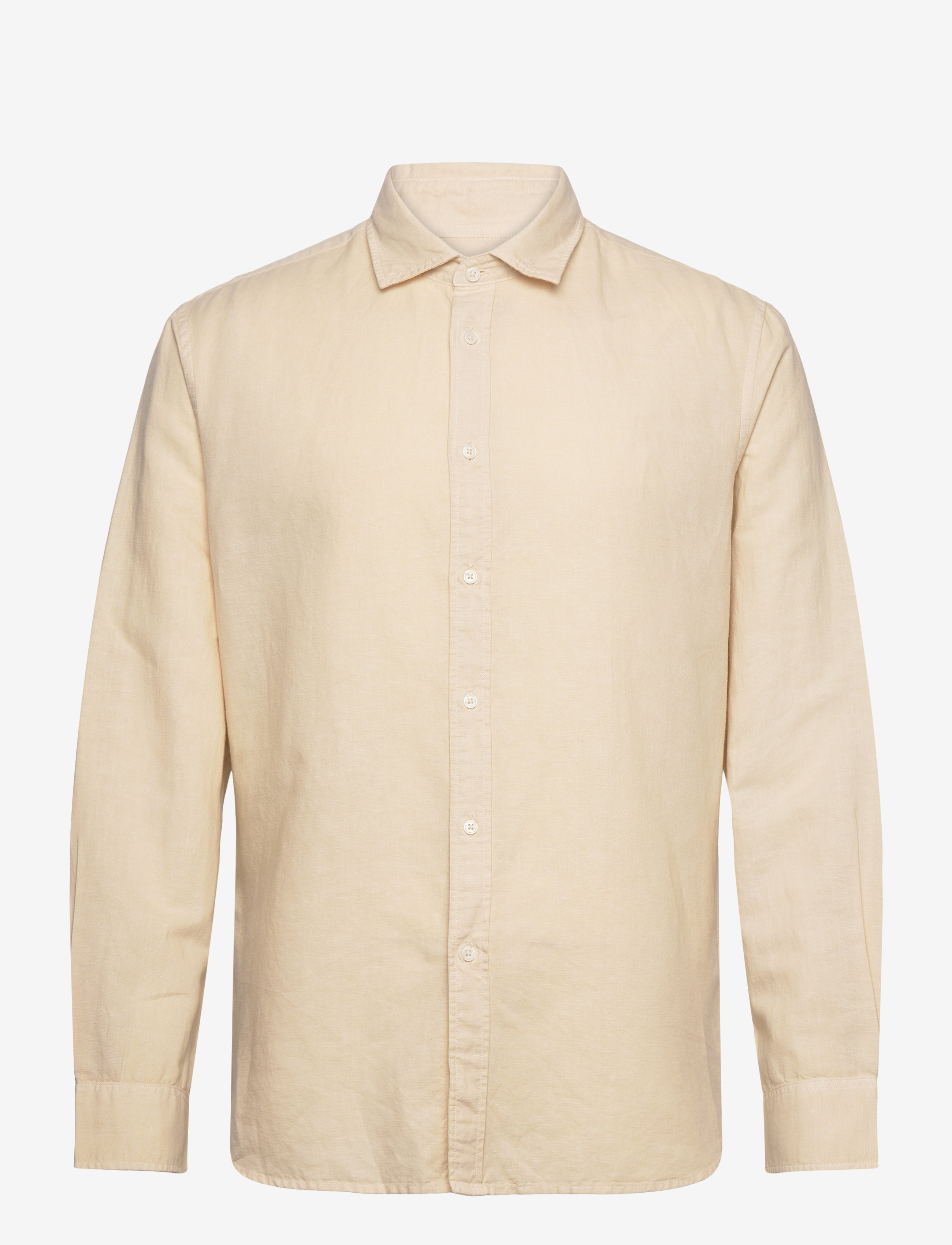 Mango - Regular-fit linen cotton shirt - basic skjorter - lt pastel brown - 0