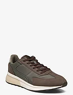 Leather mixed sneakers - BEIGE - KHAKI