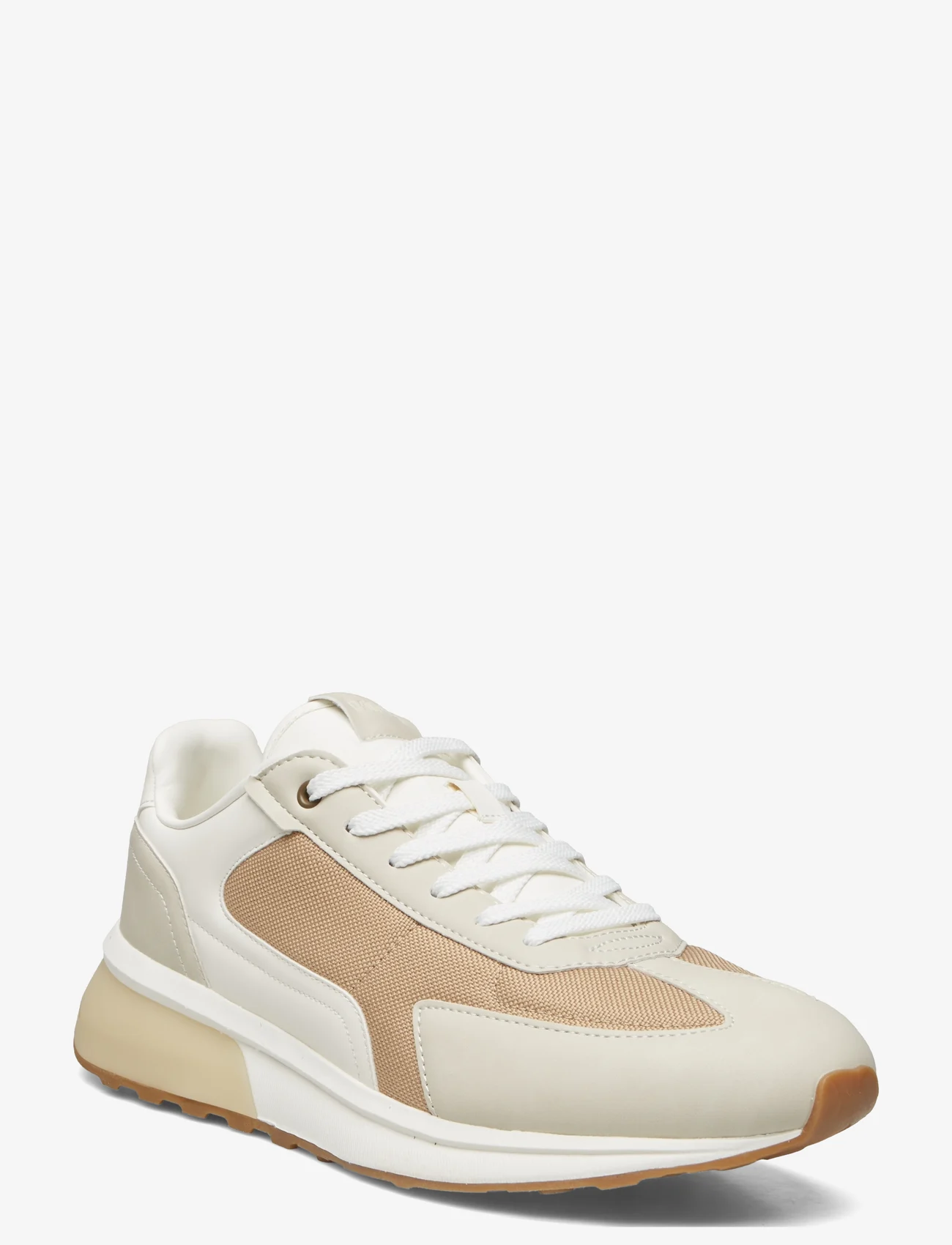 Mango - Leather mixed sneakers - lave sneakers - light beige - 0