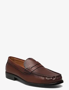 Leather penny loafers, Mango