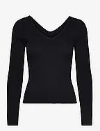 Ribbed sweater with low-cut back - BLACK