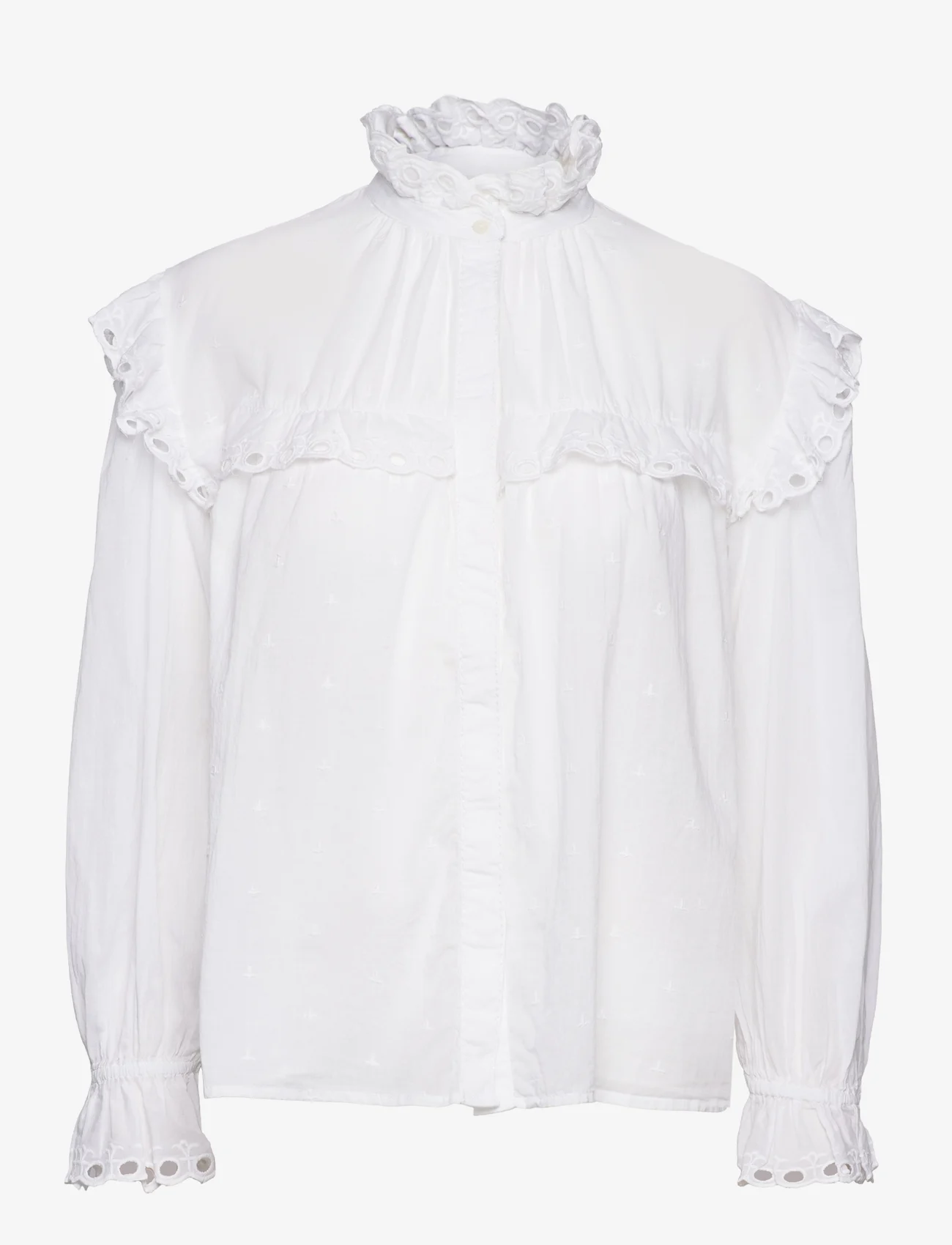 Mango - Embroidered details blouse - langermede bluser - white - 0