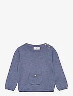 Knit cotton sweater - MEDIUM BLUE