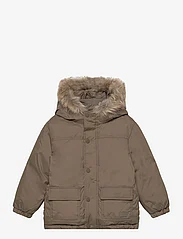 Mango - Faux fur hood quilted coat - quiltade jackor - beige - khaki - 0