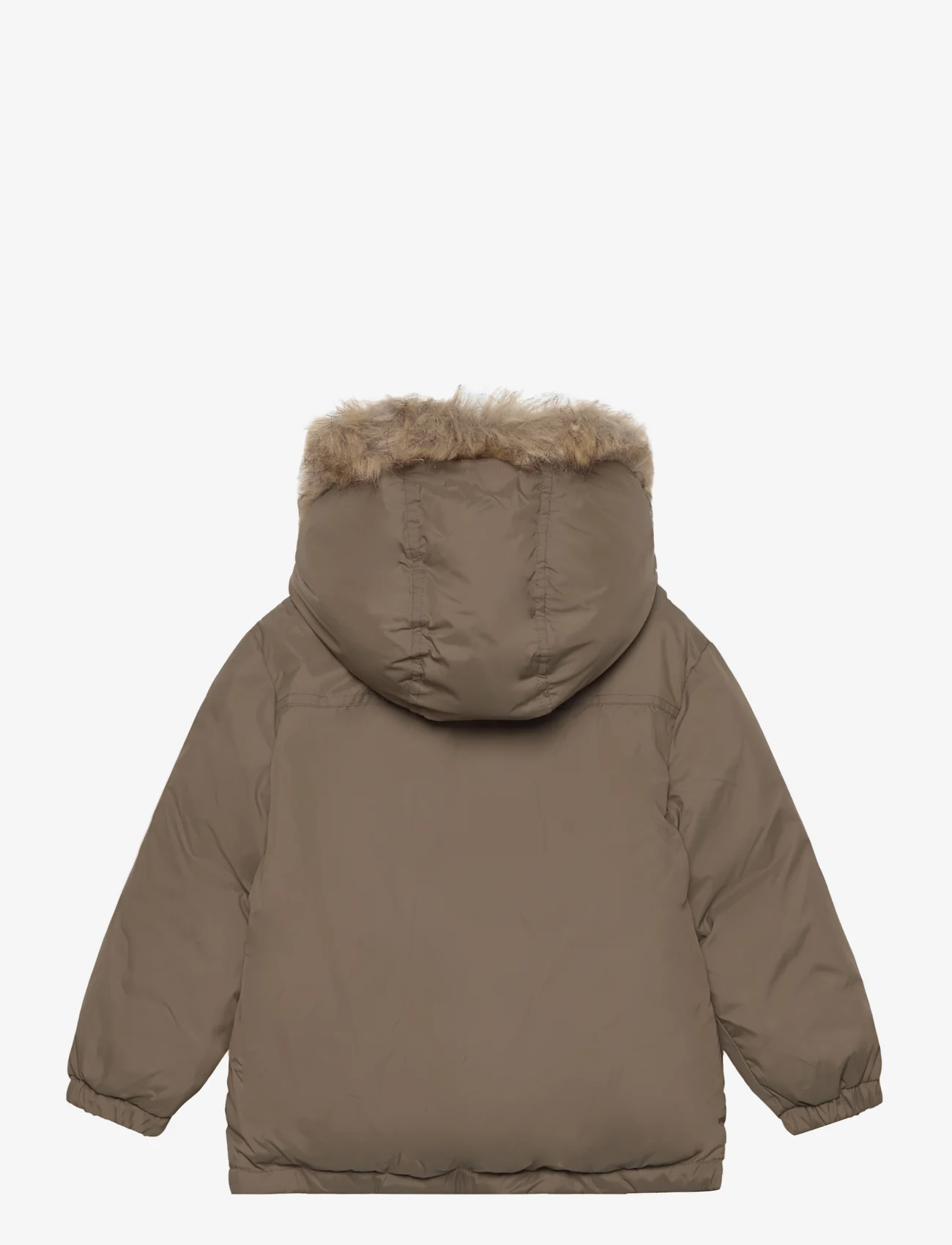 Mango - Faux fur hood quilted coat - quiltade jackor - beige - khaki - 1
