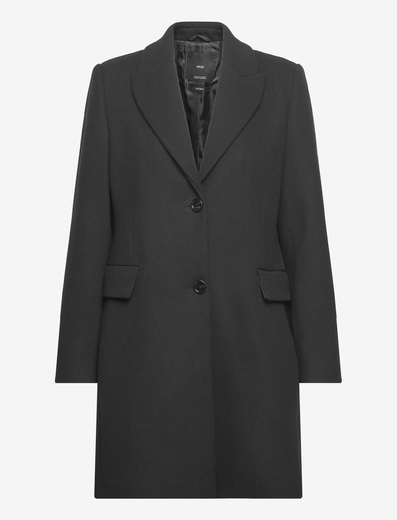 Mango - Lapelled straight-cut coat - yttertøy - black - 0