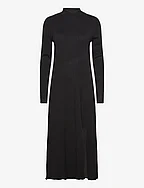 Knitted dress with side slit - BLACK
