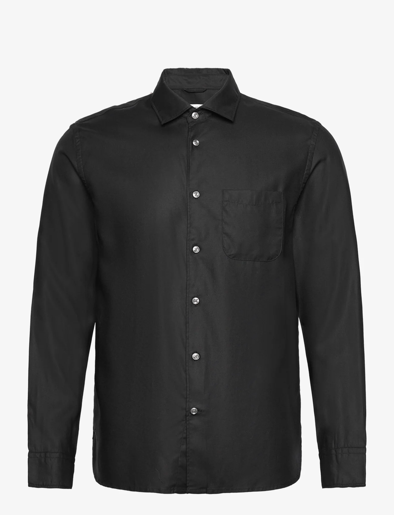Mango - 100% tencel shirt with pocket - basic skjortor - black - 0