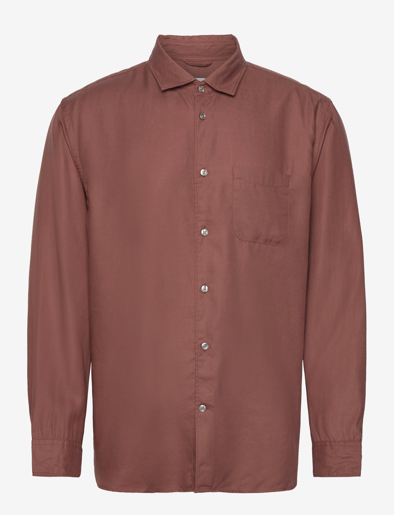 Mango - 100% tencel shirt with pocket - casual skjortor - dark red - 0