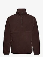 Zip-neck fleece sweatshirt - BROWN