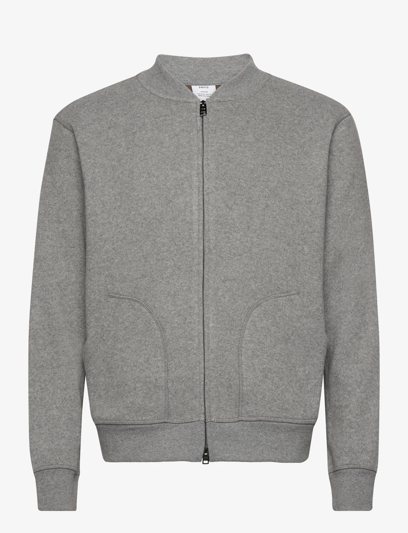 Mango - Wool-blend bomber sweatshirt - svetarit - medium grey - 0