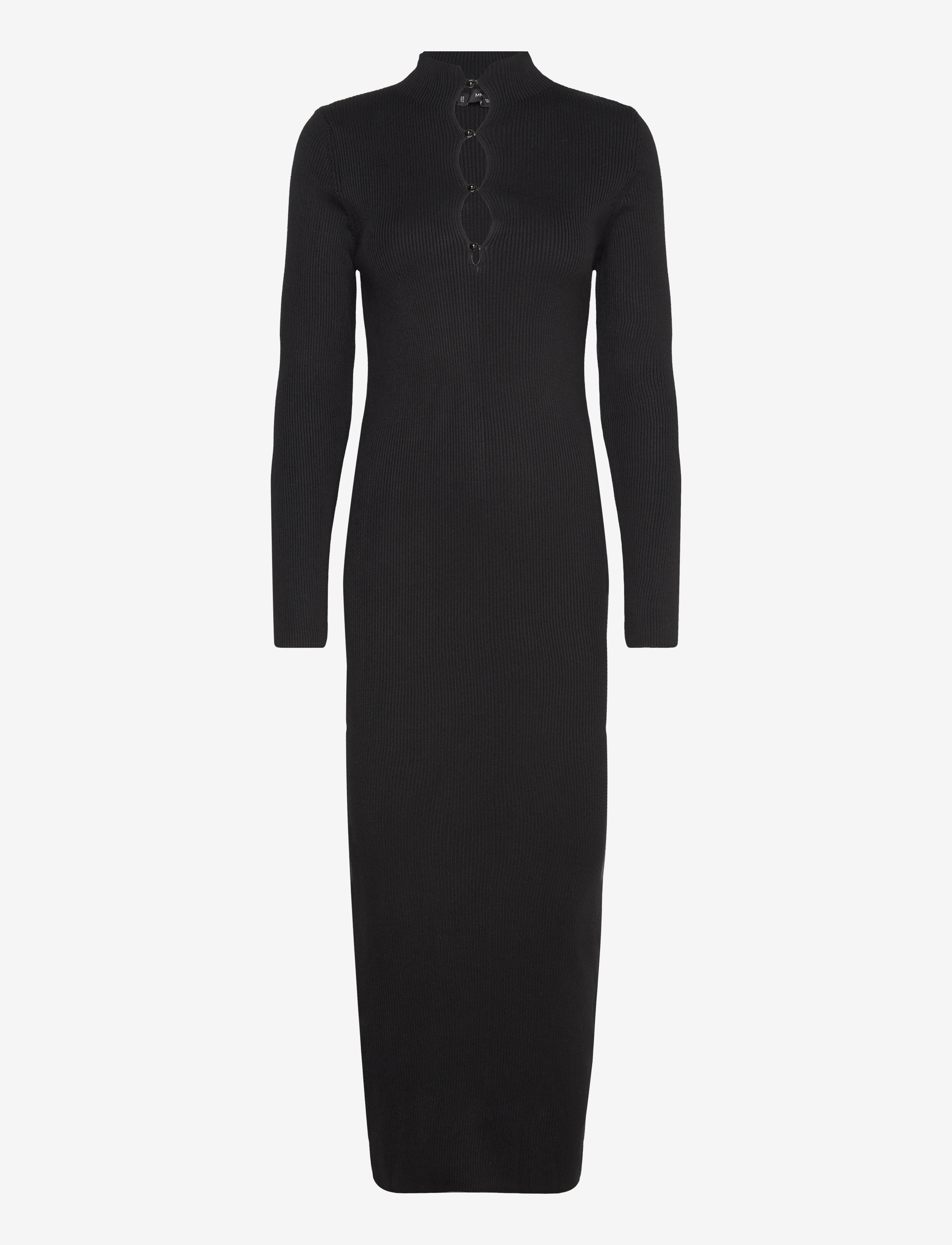 MANGO Ribbed Buttoned Kleid Schwarz - XS - Damen