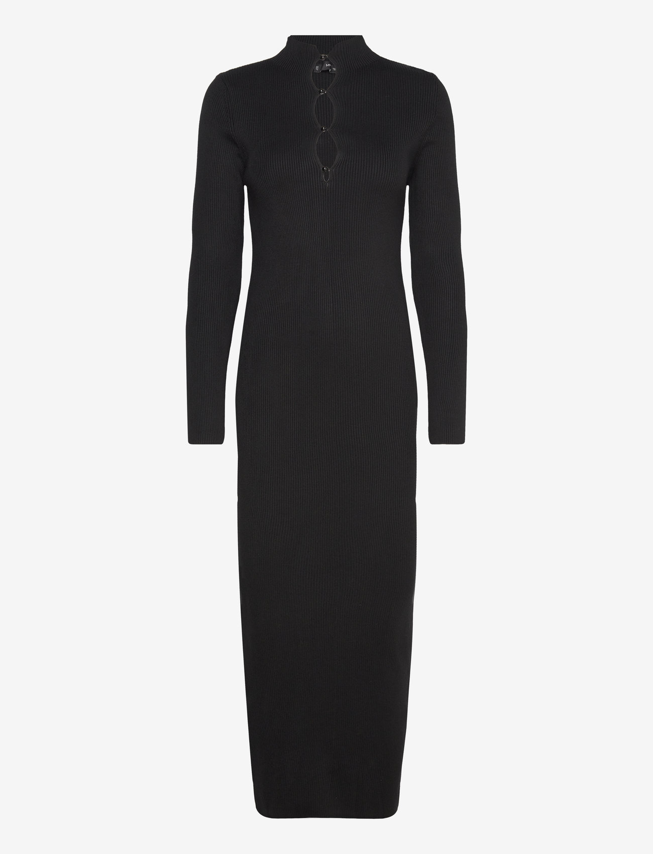 Mango - Ribbed buttoned dress - stramme kjoler - black - 0