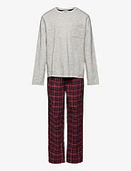 Two-pieces check long pyjamas - RED