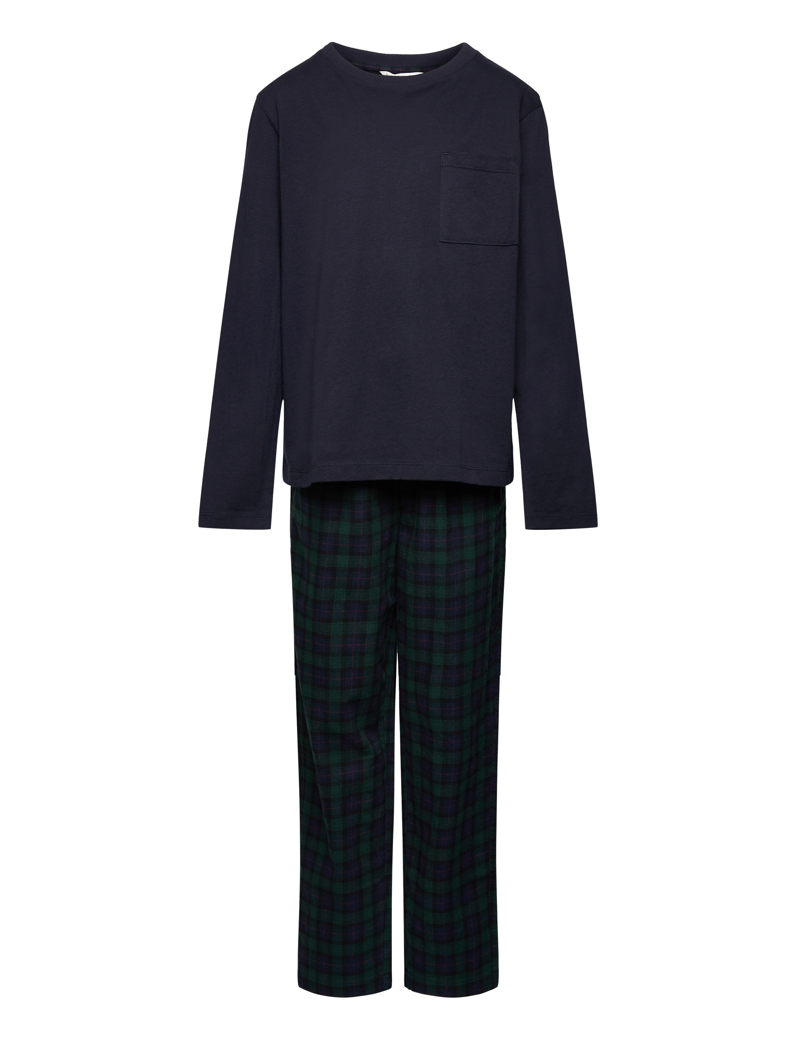 Two-pieces check long pyjamas