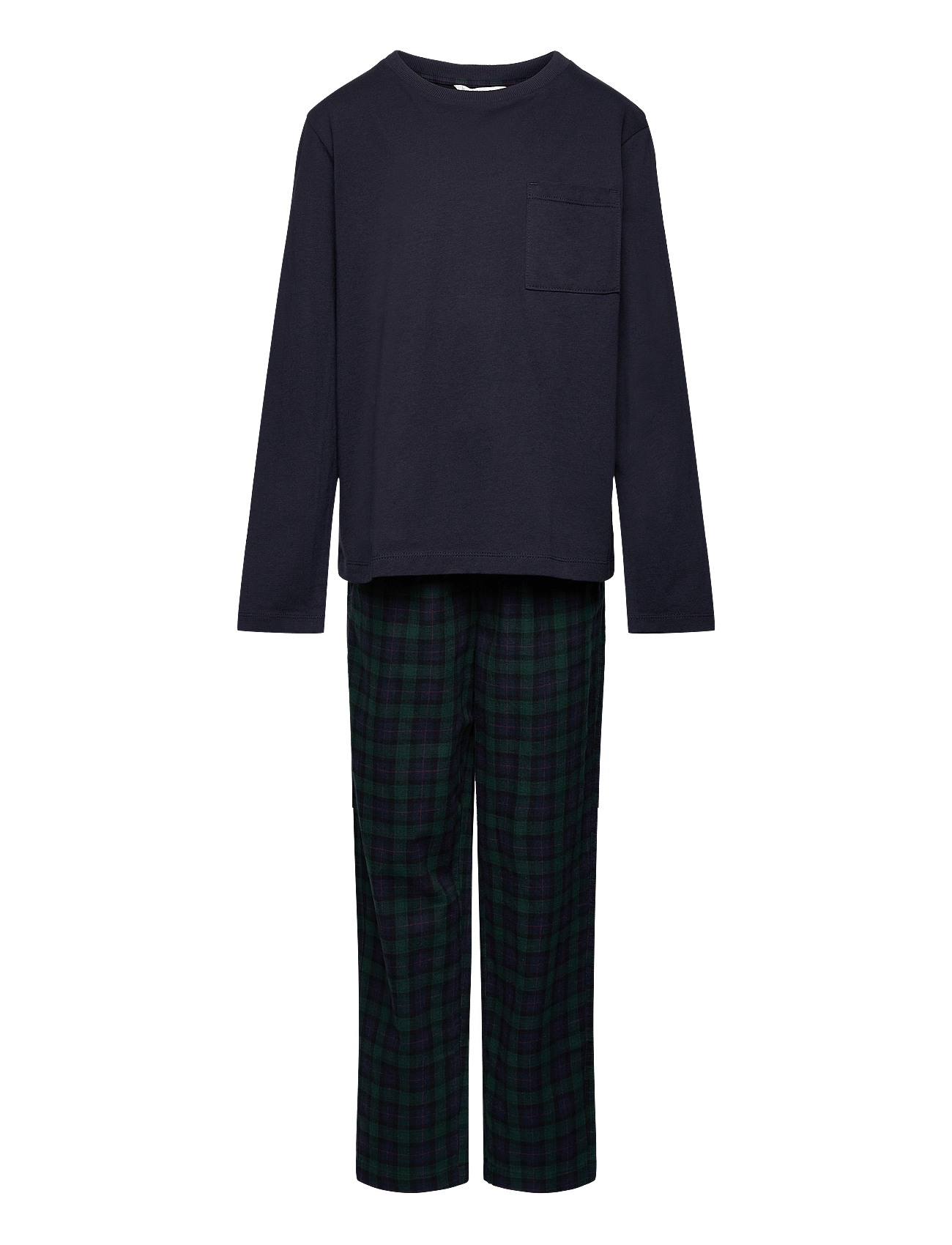 Two-pieces check long pyjamas