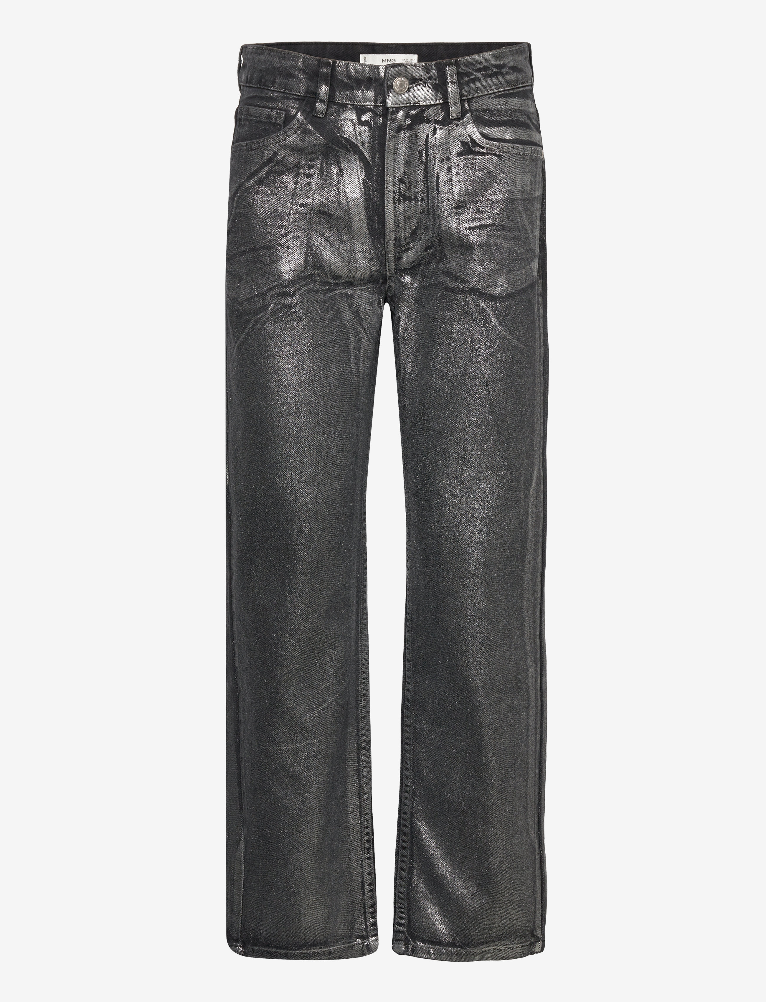 Straight foil jeans - BLACK