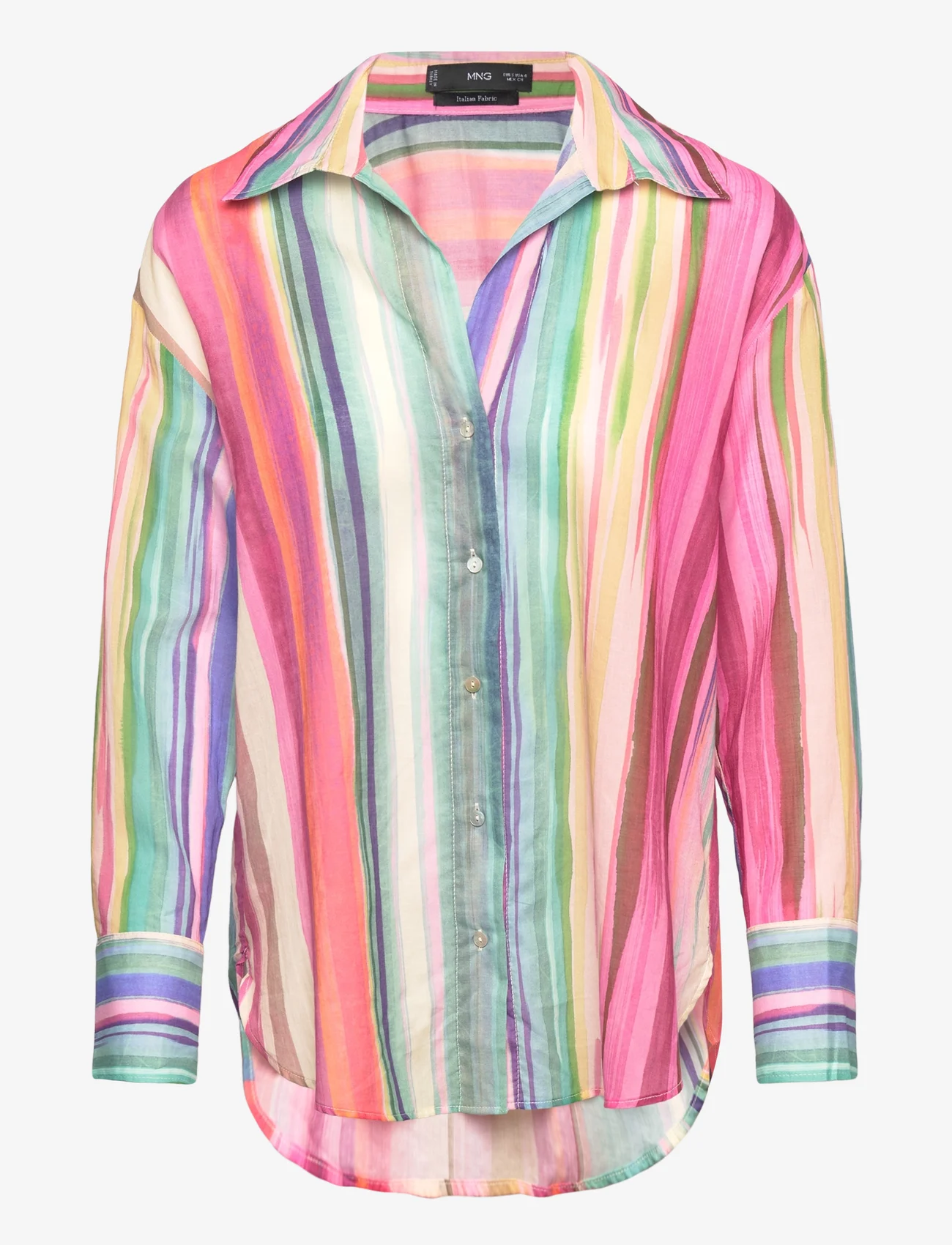 Mango - Multicolour striped shirt - langermede skjorter - pink - 0