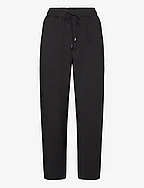 Flowy straight-fit trousers with bow - BLACK