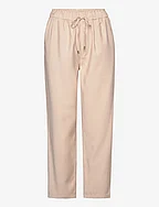 Flowy straight-fit trousers with bow - LIGHT BEIGE