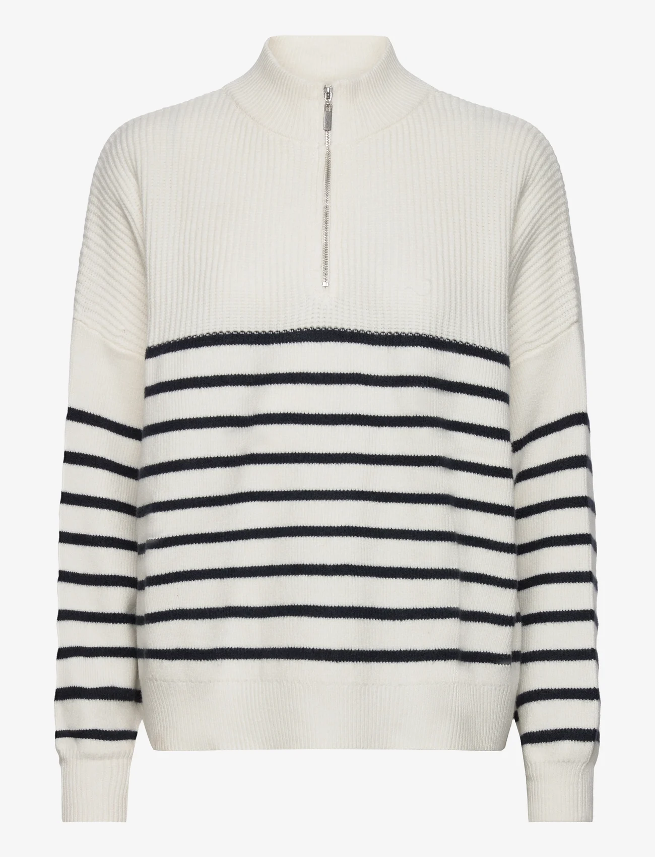 Mango - Striped sweater with zip - tröjor - navy - 0