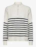 Striped sweater with zip - NAVY