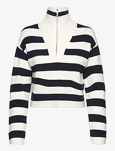 Striped sweater with zip, Mango