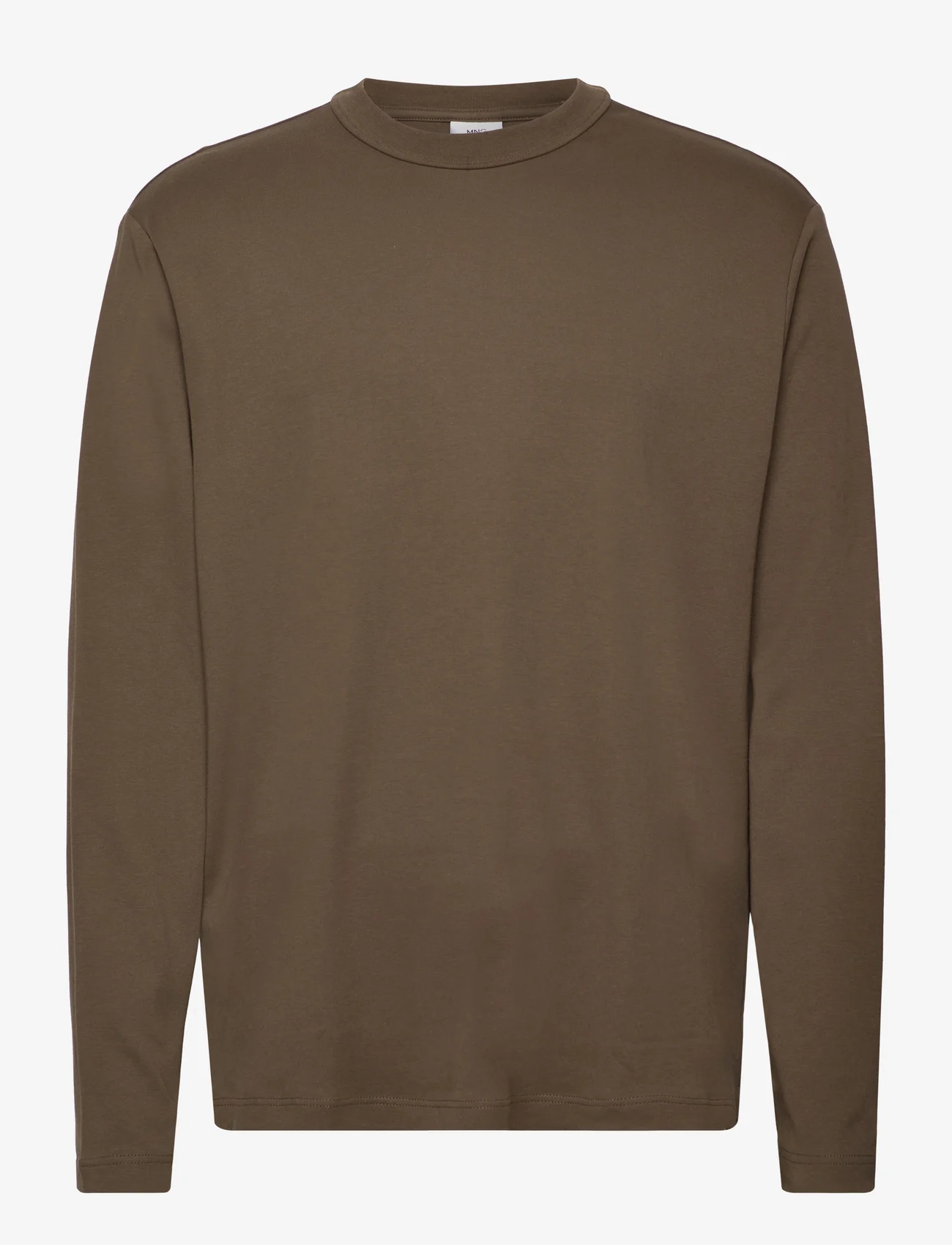 Mango - 100% cotton long-sleeved t-shirt - laveste priser - beige - khaki - 0