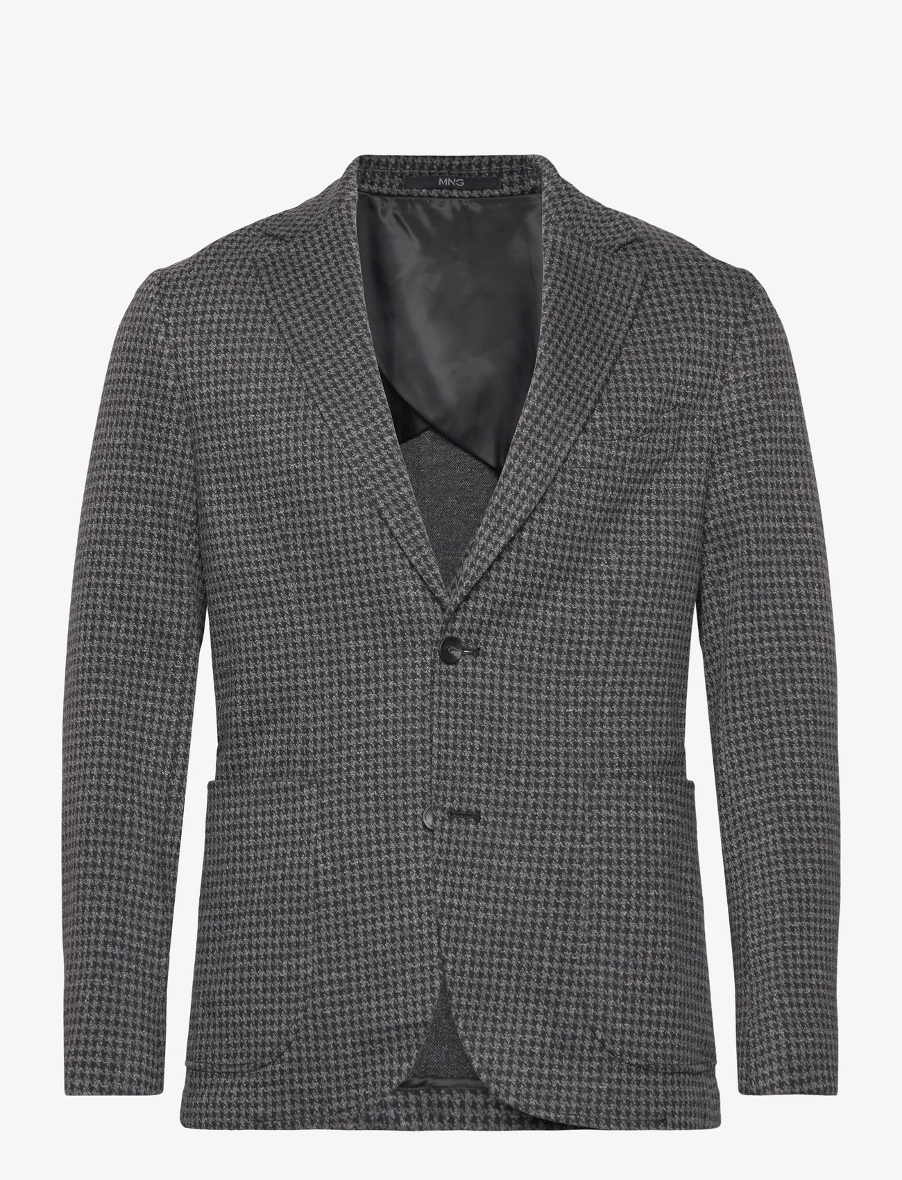 Mango - Slim-fit micro-houndstooth jacket - dobbeltradede blazere - grey - 0