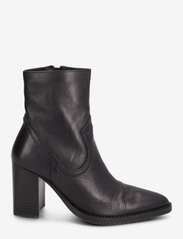 Mango - Leather ankle boots with block heel - høye hæler - black - 1