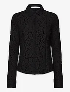Lace shirt with buttons - BLACK