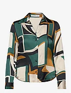 Geometric-print satin shirt - GREEN