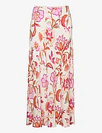Floral long skirt - LIGHT BEIGE