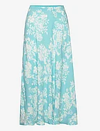 Floral long skirt - TURQUOISE - AQUA