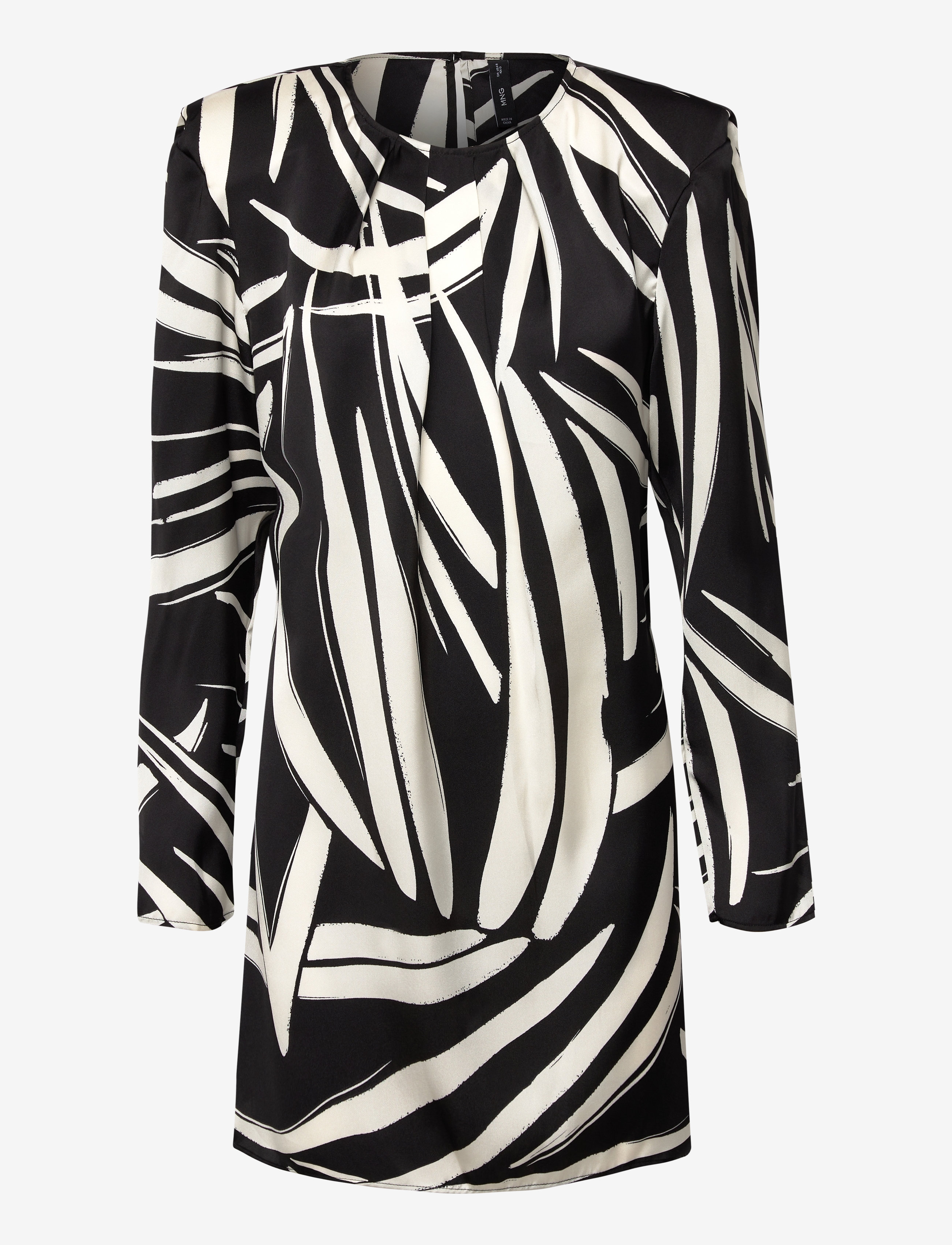MANGO Printed Kurz Kleid Schwarz - XS - Damen