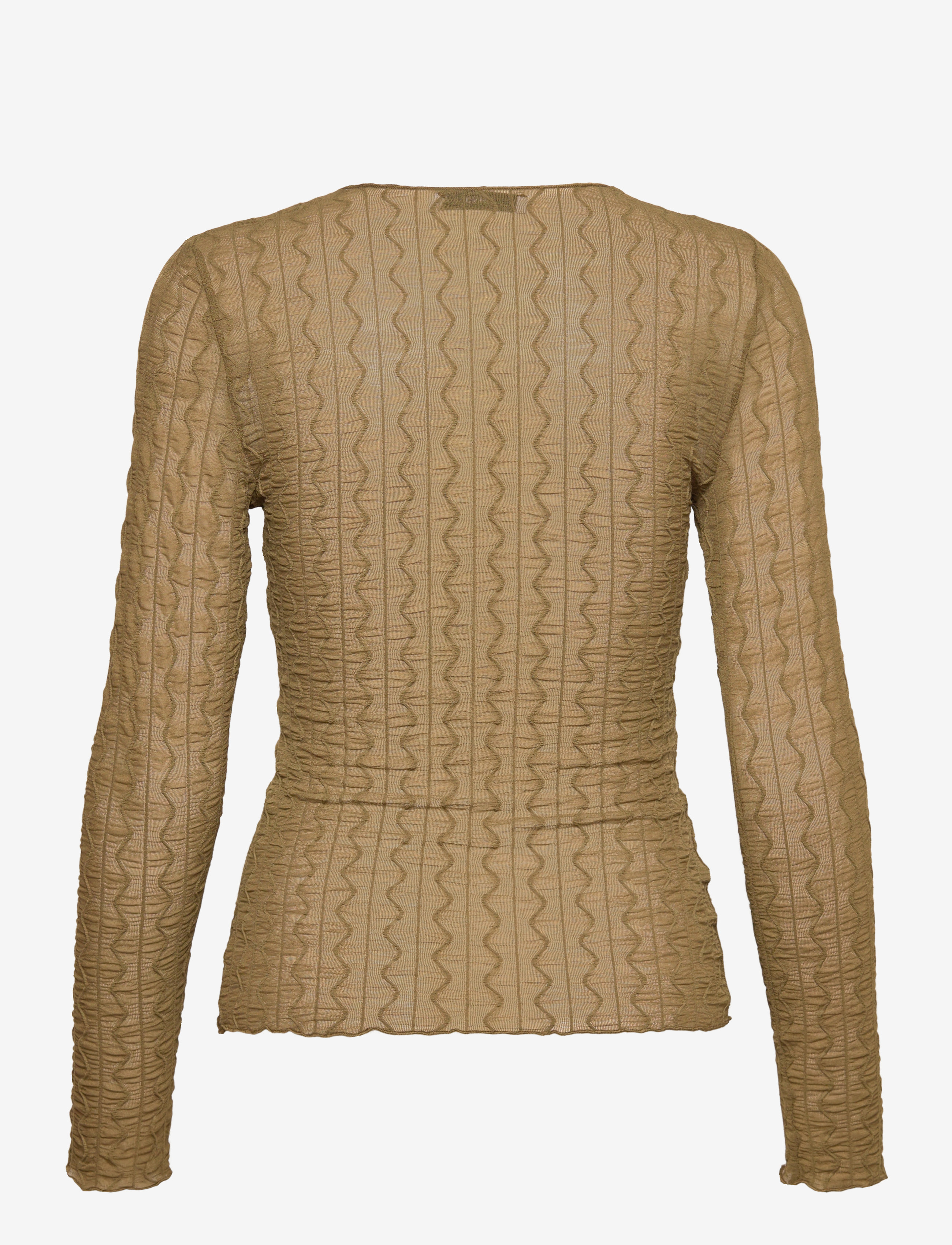Mango - Long-sleeved t-shirt with ruffles - beige - khaki - 1