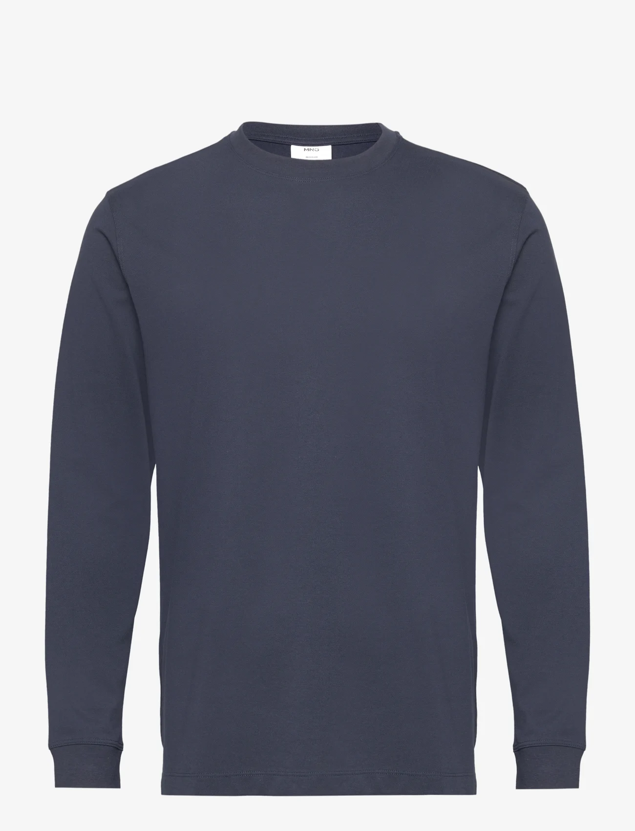 Mango - Long-sleeved pique cotton t-shirt - de laveste prisene - navy - 0