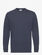 Long-sleeved pique cotton t-shirt - NAVY