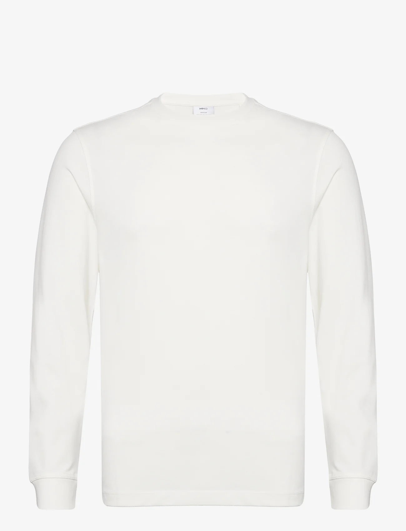 Mango - Long-sleeved pique cotton t-shirt - lägsta priserna - white - 0