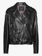 Oversized leather-effect jacket - BLACK