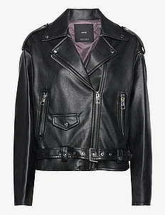 Oversized leather-effect jacket, Mango