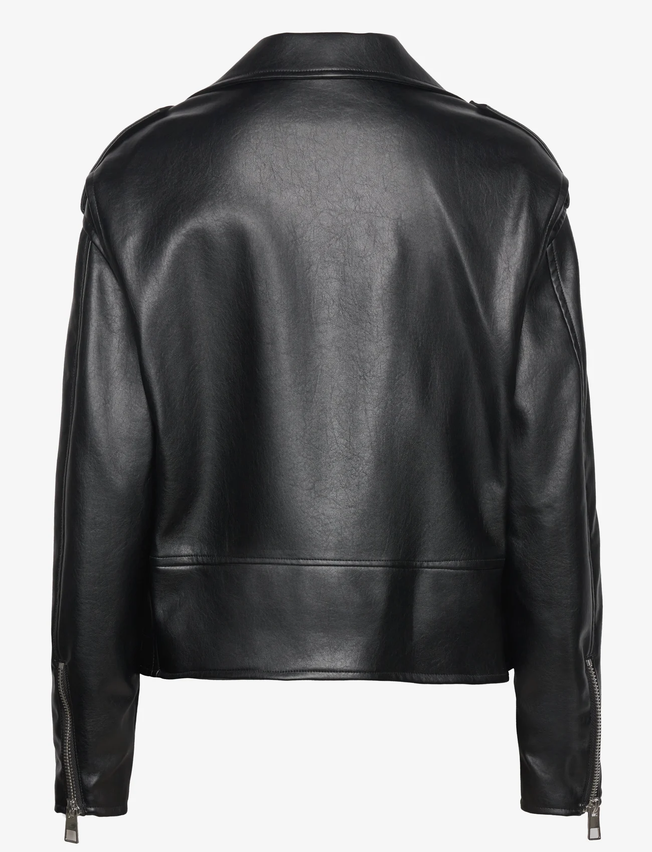 Mango - Oversized leather-effect jacket - vårjakker - black - 1