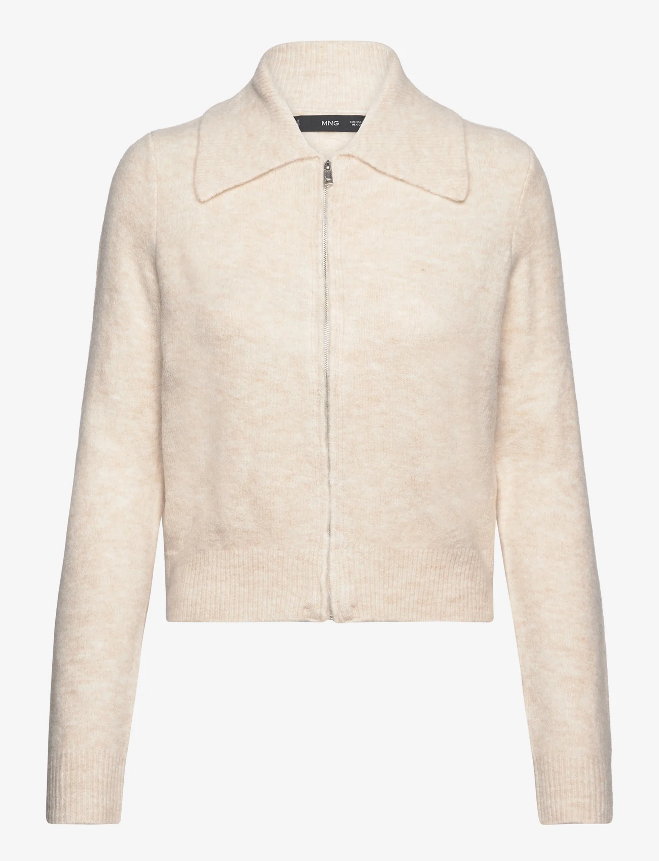 Mango - Knitted jacket with zip - cardigans - light beige - 0